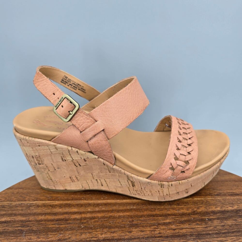 Kork-Ease Austin Sandals Womens 7 M Blush Beige Leather Platform Ankle Strap